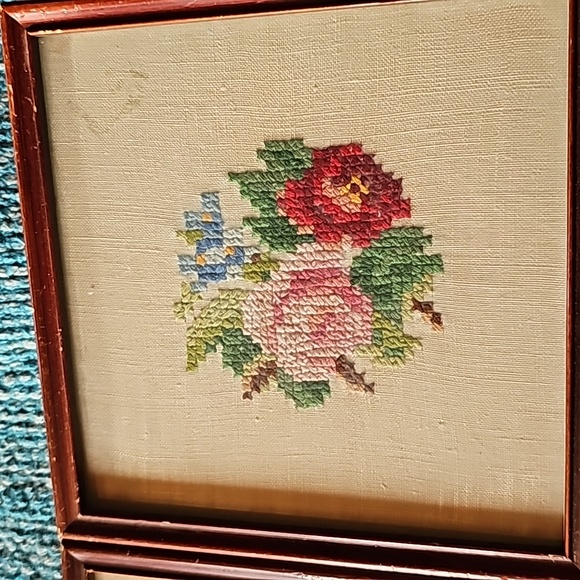 Set of 2 Eatons Framed Embroidery - Picture 3 of 6